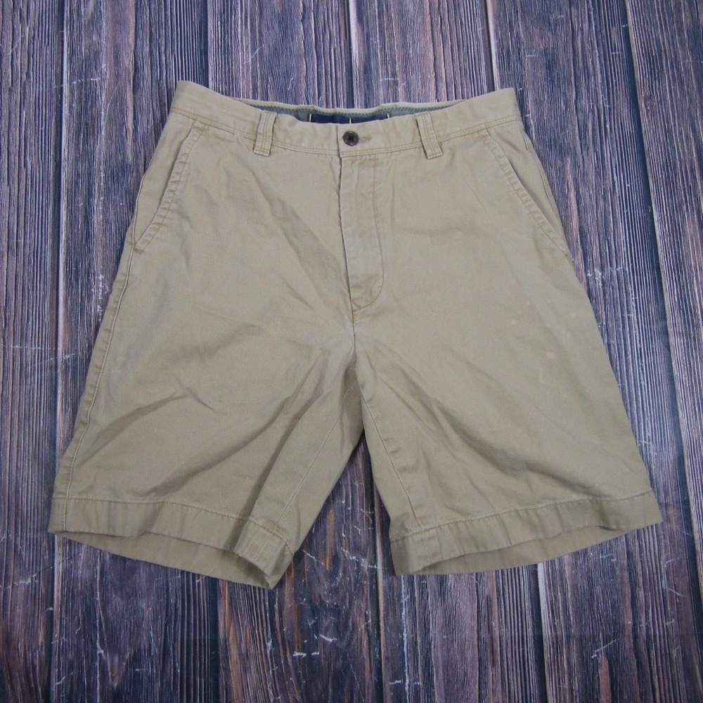 Nautica Clipper Relax Fit Chino Shorts Mens 32‎ Beige Cotton Canvas 10" Inseam